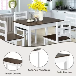 Costway 5pcs Dining Set Solid Wood Compact Kitchen Table & 4 Chairs Modern -Furniture Specialty Store GUEST 10053f89 a428 4c80 8589 6656db0aa6e1