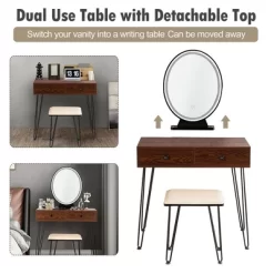Costway Vanity Makeup Dressing Table W/ 3 Lighting Modes Mirror Touch Switch RusticCoffee -Furniture Specialty Store GUEST 1011b8cb 3d80 4bb0 9ce8 7a9270bb9ee1