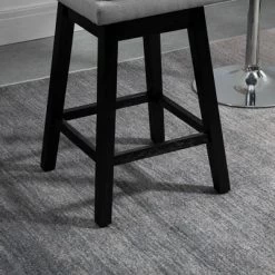 HOMCOM 28" Set Of 2 Swivel Bar Height Bar Stools, Armless Upholstered Barstools Chairs With Soft Padding Cushion And Wood Legs -Furniture Specialty Store GUEST 1098181a bcec 4c01 9f40 d9481fda00c5