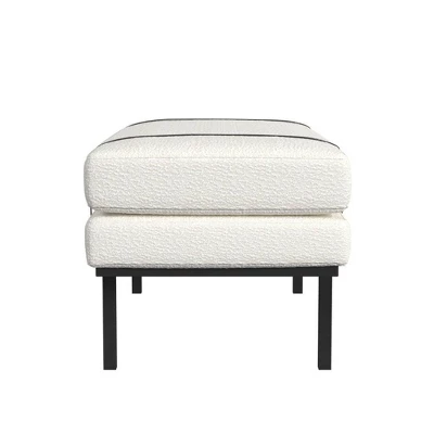 Upholstered Bench With Metal Base Cream Boucle - HomePop 4 Upholstered Bench With Metal Base Cream Boucle - HomePop - Image 2