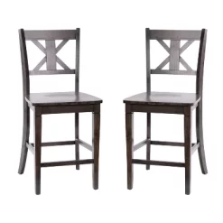 Emma And Oliver Set Of 2 Wooden Modern Farmhouse Bar Height Dining Stool With Decorative Carved Backrest And Wood Seat -Furniture Specialty Store GUEST 11a03c4d 8206 4a61 a747 ddbb87814c2a