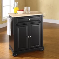 Alexandria Wood Top Portable Kitchen Island/Cart - Crosley