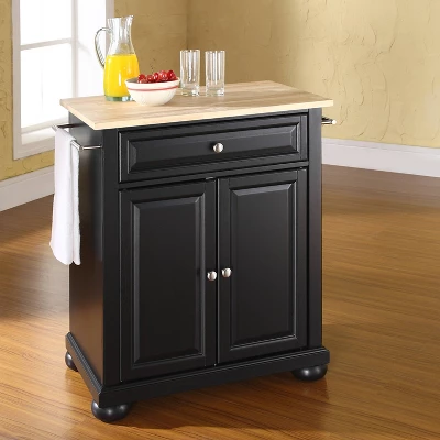 Alexandria Wood Top Portable Kitchen Island/Cart - Crosley 3 Alexandria Wood Top Portable Kitchen Island/Cart - Crosley