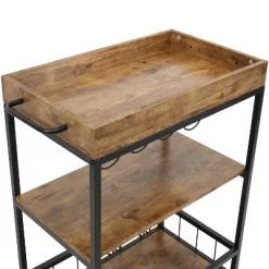 Sunnydaze Decor Sunnydaze 3 Tier Rustic Industrial Style Rolling Indoor Bar Cart With Wine Bottle And Stemware Rack -Furniture Specialty Store GUEST 11ea08cc dd4c 4a00 bdb9 9e8a3ba3b627