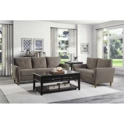 Dunleith Modern Contemporary Velvet Tufted Loveseat In Brown And Walnut - Lexicon -Furniture Specialty Store GUEST 1215c4de d1a8 4b99 90a3 0236f2014d2c