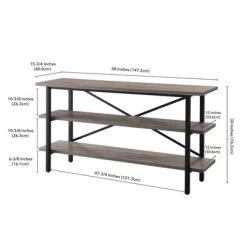Triple Shelf Metal X-Accent TV Stand With Gray Oak Wood Shelves - Henn&Hart -Furniture Specialty Store GUEST 1238cb6a 9feb 4afa 8632 1fdc1d0e0f29