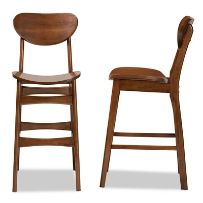 2pc Katya Wood Barstool Set - Baxton Studio 4 2pc Katya Wood Barstool Set - Baxton Studio - Image 2