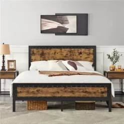Yaheetech Industrial Metal Platform Bed With Wooden Headboard And Footboard -Furniture Specialty Store GUEST 13bc819a 0864 4eb2 a837 88380489c5d6