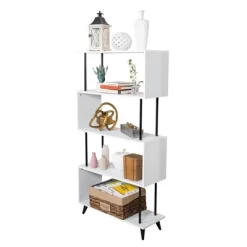 60.5" 5 Tier S Shaped Bookcase White/Black - Danya B. -Furniture Specialty Store GUEST 13bf9a50 eb3f 47a7 b52d 2df67defee1c