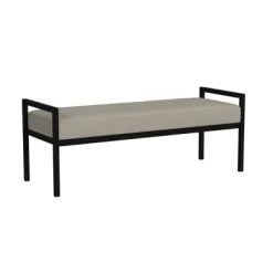 Modern Metal Bench Fawn Velvet - HomePop