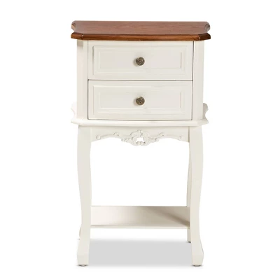 2 Drawer Darla Wood Nightstand White/Cherry Brown - Baxton Studio 4 2 Drawer Darla Wood Nightstand White/Cherry Brown - Baxton Studio - Image 2