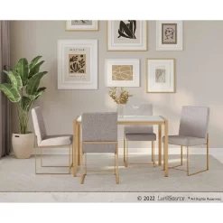 Set Of 2 Highback Fuji Polyester/Steel Dining Chairs Gold/Light Gray - LumiSource -Furniture Specialty Store GUEST 142a539c ca9a 4d69 bc26 ff0082af263b