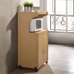 Microwave Kitchen Cart In Beech Brown - Hodedah -Furniture Specialty Store GUEST 14605170 0976 4ad3 8750 00a06a7a7a79