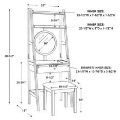 Alaina Leaning Vanity Set White - Linon -Furniture Specialty Store GUEST 14cb2afb 97ca 45dc 97cb 840474c5b4b8