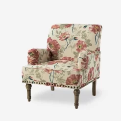Reggio Traditional Wooden Upholstered Armchair With Floral Patterns And Nailhead Trim | ARTFUL LIVING DESIGN -Furniture Specialty Store GUEST 1510b051 7642 4e17 afbf e55359ea53c8