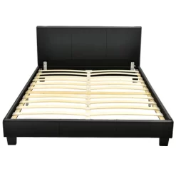 Costway Queen Upholstered Platform Bed Frame With Linen/PU Headboard Wood Slat Gray/Black -Furniture Specialty Store GUEST 15d74af5 cbc6 418d b83e 0ed01ff3f6ee