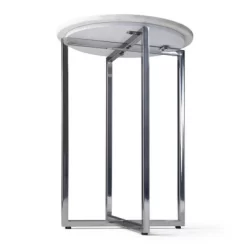 18" Farnell Contemporary Wide Metal Accent Side Table With Chrome Base White/Silver - WyndenHall -Furniture Specialty Store GUEST 15e73a61 b44f 42f1 934f 2c50d239f8cb