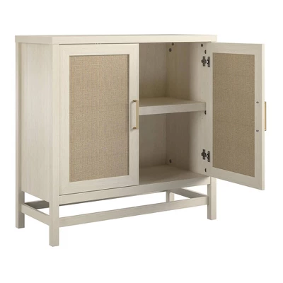 Latta 2 Door Storage Cabinet Ivory Oak/Faux Rattan - Room & Joy 8 Latta 2 Door Storage Cabinet Ivory Oak/Faux Rattan - Room & Joy - Image 6