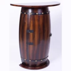 Vintiquewise Rustic Lockable Barrel Shaped Wine Bar Cabinet Wooden End Table -Furniture Specialty Store GUEST 170bed13 2c55 449d a372 e67539ec8846