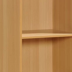 Hodedah Import 12 D X 16 W X 60 H Inch 5 Shelf Bookcase Storage Organizer Solution For Living Room, Bedroom, Or Office, Beech Wood Finish