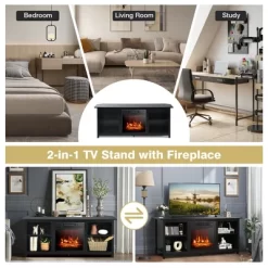 Costway 58'' 2-Tier Fireplace TV Stand W/18'' Electric Fireplace Up To 65'' -Furniture Specialty Store GUEST 182fd6ee 011f 4b36 9024 45692b72abc4