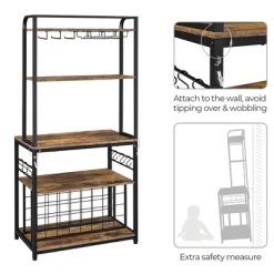 Yaheetech 65" Wine Bakers Rack Freestanding Wine Rack With Glass Holder And Wine Storage, Rustic Brown -Furniture Specialty Store GUEST 18399283 7858 48a3 a5e3 a81ed179a21e