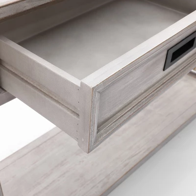 LuxenHome Gray Wood 2-Drawer 1-Shelf Console And Entryway Table 7 LuxenHome Gray Wood 2-Drawer 1-Shelf Console And Entryway Table - Image 5