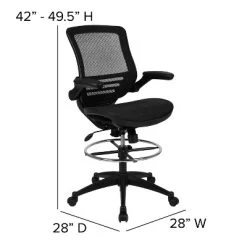 Emma And Oliver Mid-Back Transparent Mesh Drafting Chair With Flip-Up Arms -Furniture Specialty Store GUEST 18fc1643 56f4 4e07 9a73 855a7e0a399b