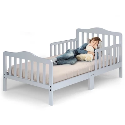 Costway Kids Toddler Wood Bed Bedroom Furniture W/ Guardrails Black/Brown/Grey/White 14 Costway Kids Toddler Wood Bed Bedroom Furniture W/ Guardrails Black/Brown/Grey/White - Image 12