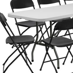 Flash Furniture 8' Bi-Fold Granite White Plastic Event/Training Folding Table Set With 10 Folding Chairs -Furniture Specialty Store GUEST 19bd29ee d6c7 423a bf7b d89a27c4aaf8