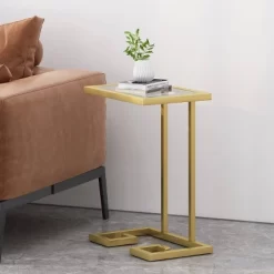 Hickson Modern Glam C Shaped End Table Gold - Christopher Knight Home