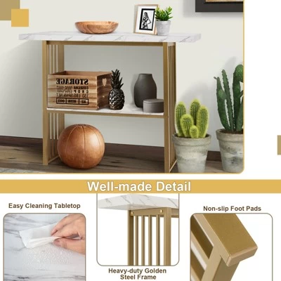 Costway 48'' 2-tier Console Table Modern Entryway Table For Living Room Hallway 8 Costway 48'' 2-tier Console Table Modern Entryway Table For Living Room Hallway - Image 6