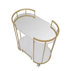 Pavillion 2 Tier Oval Bar Serving Cart Shelves With Glass Mirror Gold - Studio Designs -Furniture Specialty Store GUEST 1a62d592 8fc5 433b b732 b431192f806b