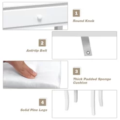 Tangkula Make-Up Vanity Table Dresser Set W/LED Light & Padded Stool -Furniture Specialty Store GUEST 1a7849a1 c35a 412e b1e3 ee07bd61b717