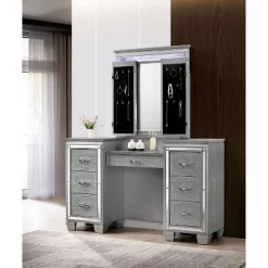 2pc Mallery Vanity Set With Stool Silver - HOMES: Inside + Out 14 2pc Mallery Vanity Set With Stool Silver - HOMES: Inside + Out -Furniture Specialty Store GUEST 1af5d629 35a0 4166 ab10 2cae923ea79b