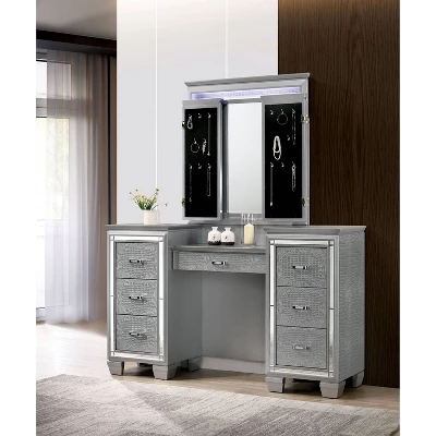 2pc Mallery Vanity Set With Stool Silver - HOMES: Inside + Out 7 2pc Mallery Vanity Set With Stool Silver - HOMES: Inside + Out - Image 5