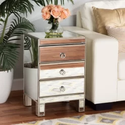 Ewan Mirrored 3 Drawer Nightstand Silver - Baxton Studio 14 Ewan Mirrored 3 Drawer Nightstand Silver - Baxton Studio -Furniture Specialty Store GUEST 1b02d019 950d 4731 87ef 8ea0df7198cc