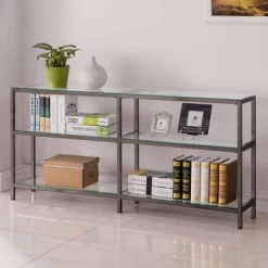26.75" Contemporary 3 Shelf Console Bookcase With Glass Shelves Black Nickel - Coaster