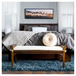 Nelson Wood Bench With Cushion Mahogany - Christopher Knight Home