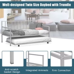 Costway Twin Metal Daybed With Roll Out Trundle Heavy Duty Frame Sofa Bed Set -Furniture Specialty Store GUEST 1caa3675 c2df 4368 8eff f2569b1a3a3a
