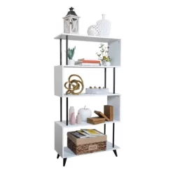 60.5" 5 Tier S Shaped Bookcase White/Black - Danya B. -Furniture Specialty Store GUEST 1d59ef94 51bd 4cc2 9e71 8b8a80ca1686
