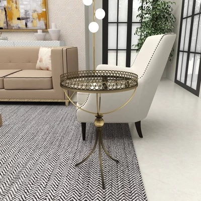 Metal And Glass Round Pedestal Table Gold - Olivia & May 17 Metal And Glass Round Pedestal Table Gold - Olivia & May - Image 15