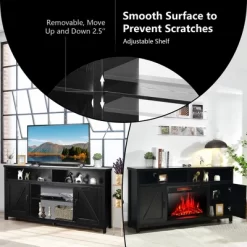 Costway 59'' TV Stand Media Center Console Cabinet W/ Barn Door For TV's 65'' NaturalBlackCoffee -Furniture Specialty Store GUEST 1dcaeca3 0fa1 447c 9450 10c34b0915bb