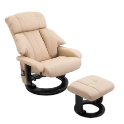 HOMCOM Recliner With Ottoman Footrest, Recliner Chair With Vibration Massage, Faux Leather And Swivel Wood Base For Living Room And Bedroom -Furniture Specialty Store GUEST 1e0ca9c0 2fb2 44f4 8ca2 718522bbbbb6