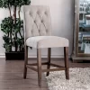 2pk Brandta Button Tufted Counter Height Barstool Beige/Rustic Oak - HOMES: Inside + Out