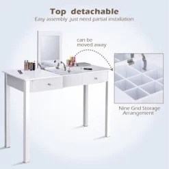 Costway Vanity Table Dressing Table Flip Top Desk Furniture White -Furniture Specialty Store GUEST 1eb80004 5c01 4ea4 95e6 329c654ddf5e