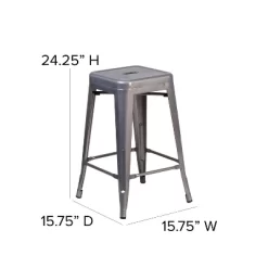 Flash Furniture 24'' High Backless Clear Coated Metal Indoor Counter Height Stool With Square Seat -Furniture Specialty Store GUEST 1ec87b2e 5373 49c7 929b 3109da039400