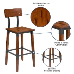 Emma And Oliver 4 Pack Commercial Grade Rustic Walnut Industrial Style Wood Dining Barstool -Furniture Specialty Store GUEST 1f197af5 1324 4ed4 9385 aa3e8fcff2f2