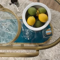 Coral Cape Bar Cart With Metal And Glass Satin Gold - Sauder -Furniture Specialty Store GUEST 1fb9555c 413a 42af 9968 75c51dcf3cc0