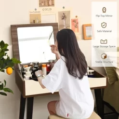 Costway Vanity Table Set With Flip Top Mirror Dressing Makeup Study Padded Stool -Furniture Specialty Store GUEST 1fc71dbd ef12 4780 a6d4 3e8cc25fe793